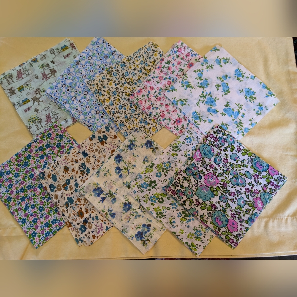 Blue Floral Fabric Quilting Squares Precut 5” Mixed Prints 40 pc TM4-E